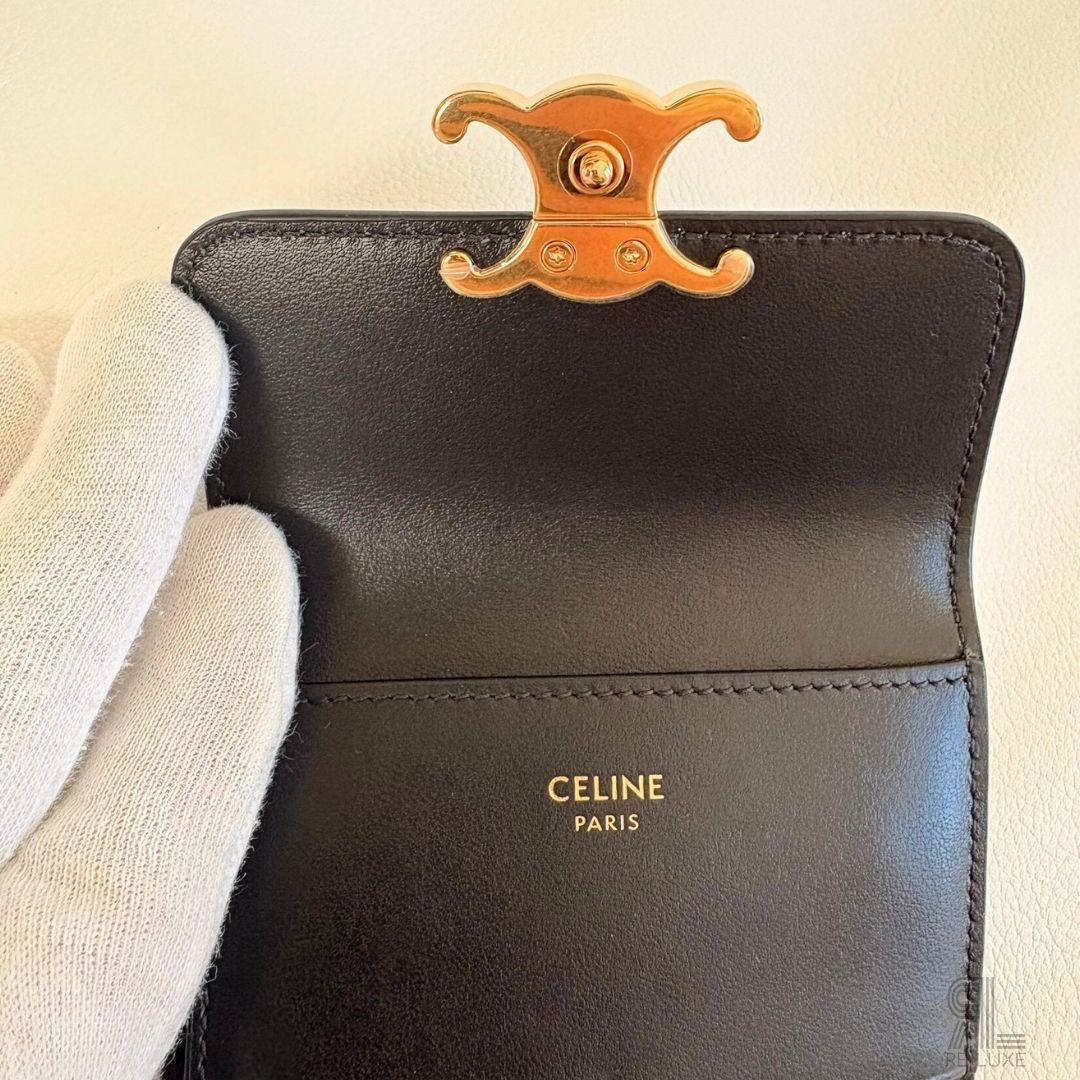 CELINE セリーヌ トリオンフ 三つ折り財布 ミニウォレットゴールド金具
