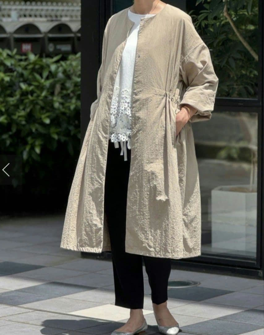 なっぷる～BEARDSLEYバルーン袖フレアーコート　beige