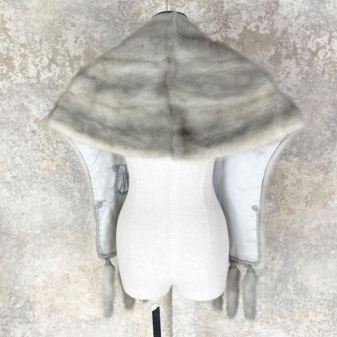 【美品】サファイアミンク ショール 毛皮 マフラー 成人式 レディース