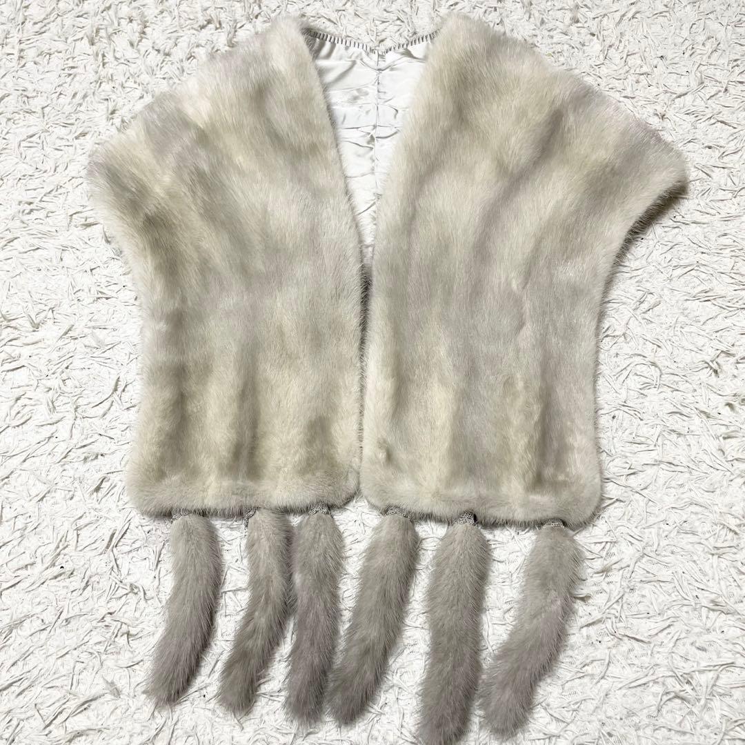 【美品】サファイアミンク ショール 毛皮 マフラー 成人式 レディース