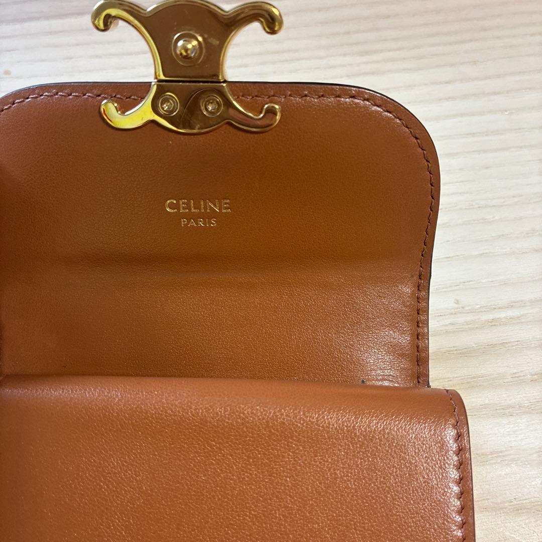 CELINE 三つ折り財布 ブラック レザー