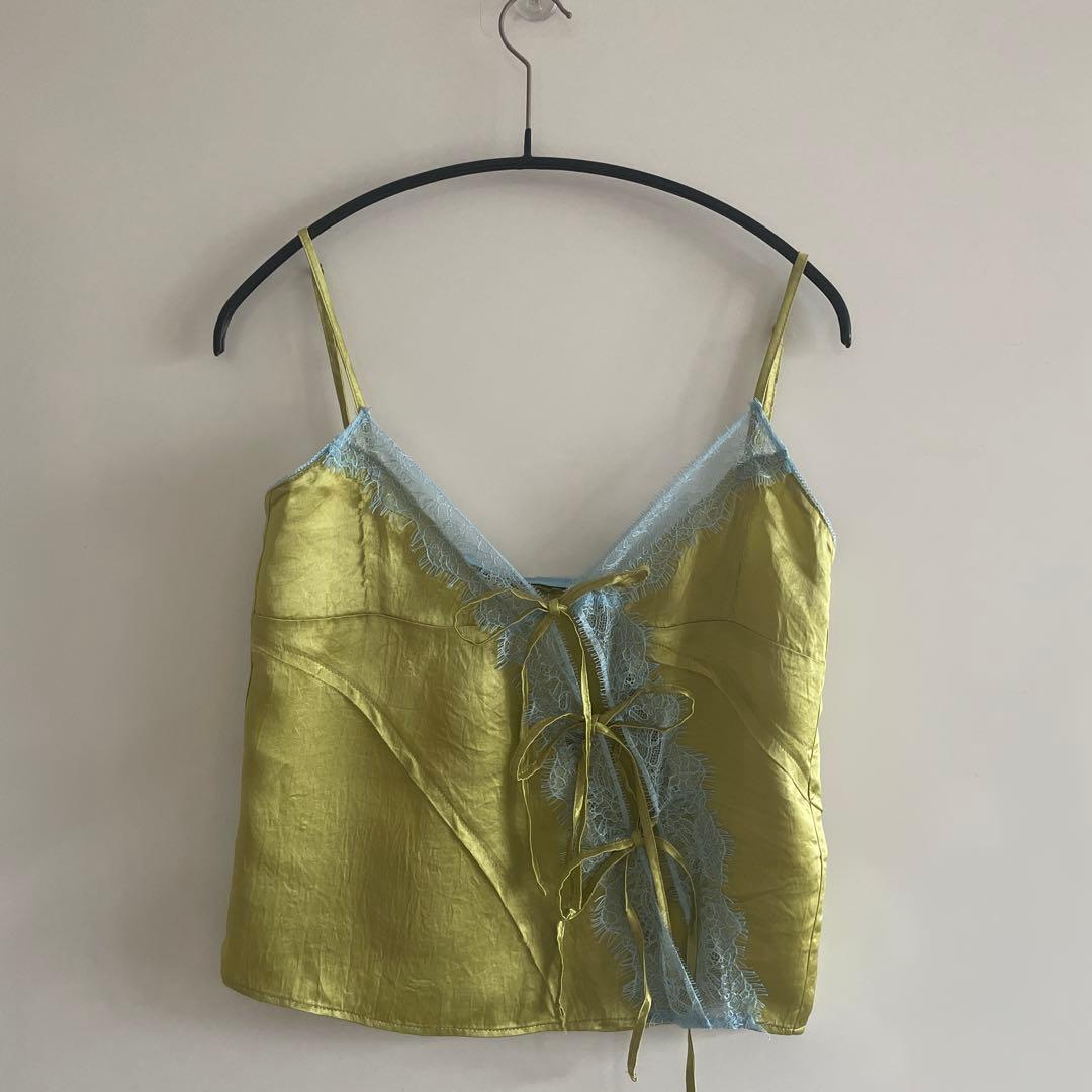 メゾンスペシャル　Lace Docking Satin Camisole