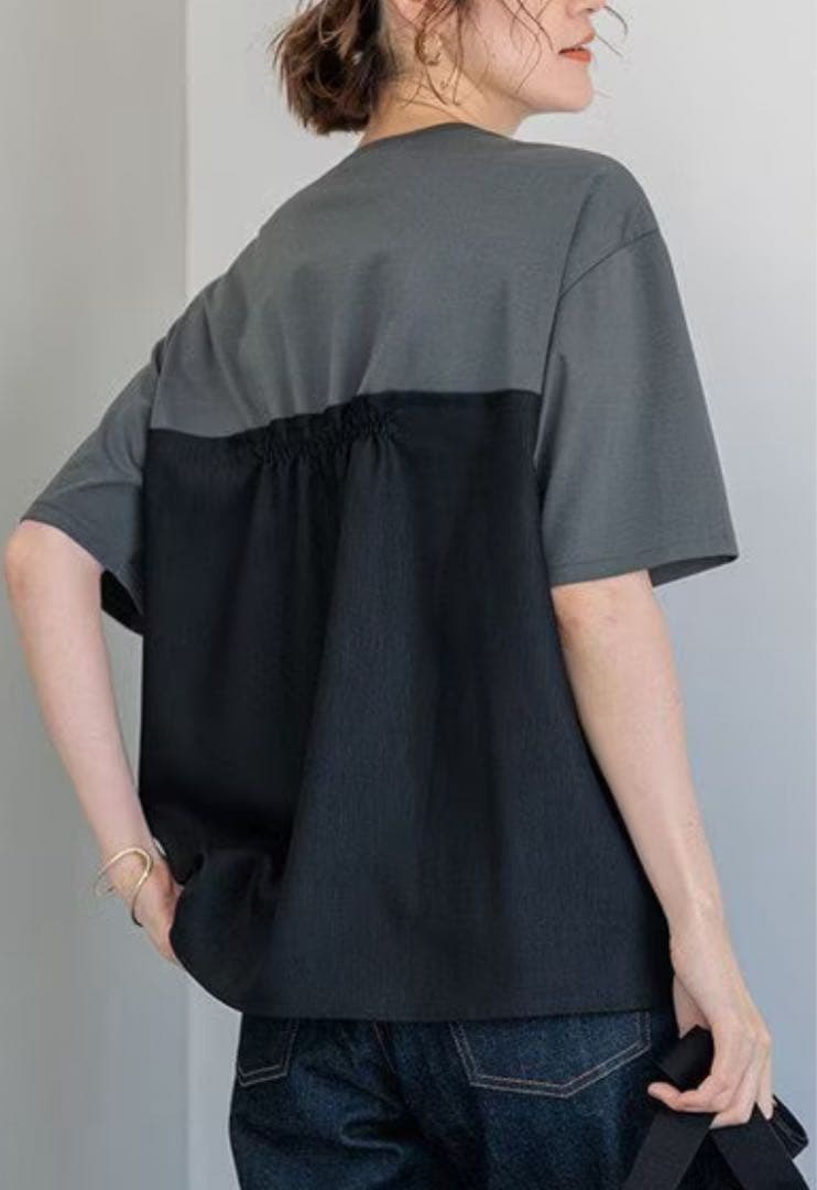 23区 【洗える】スムースデザイン コンビ カットソー　サイズ40