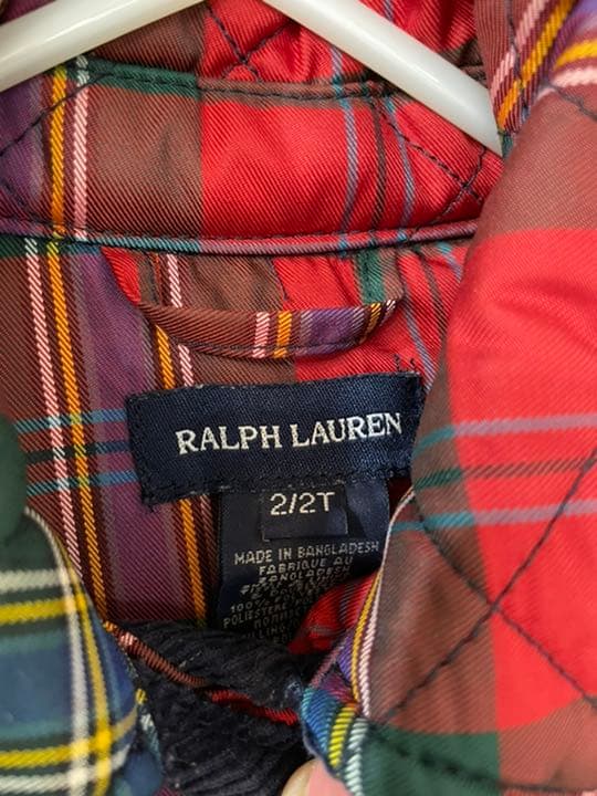 ラルフローレン　アウター　コート　2 T キルティング　チェック　赤