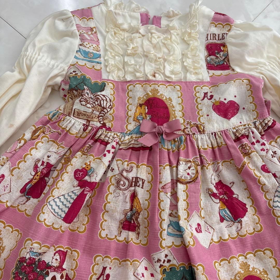 シャーリーテンプル♡美品♡アリス絵本プリント♡長袖ワンピース♡90センチ