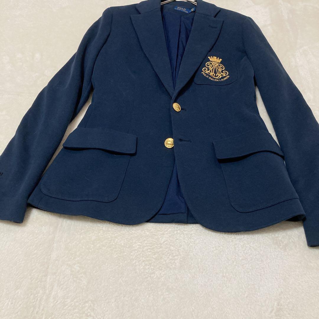 【美品】ポロ ラルフローレン 紺ブレ ニット シングル エンブレム 金ボタン 4