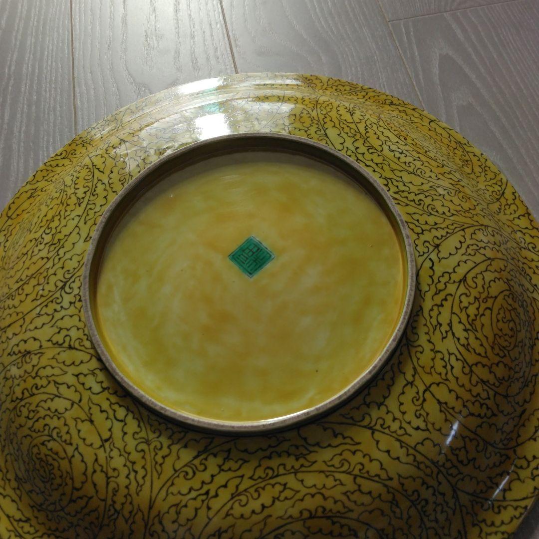 古九谷　青手茄子紋大皿　古美術 直径44㎝