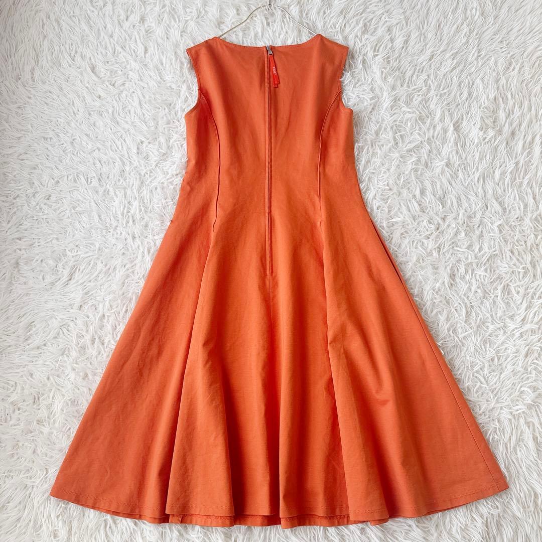 希少カラー✨フォクシー ストレッチフレアワンピース テニスガーデン オレンジ S