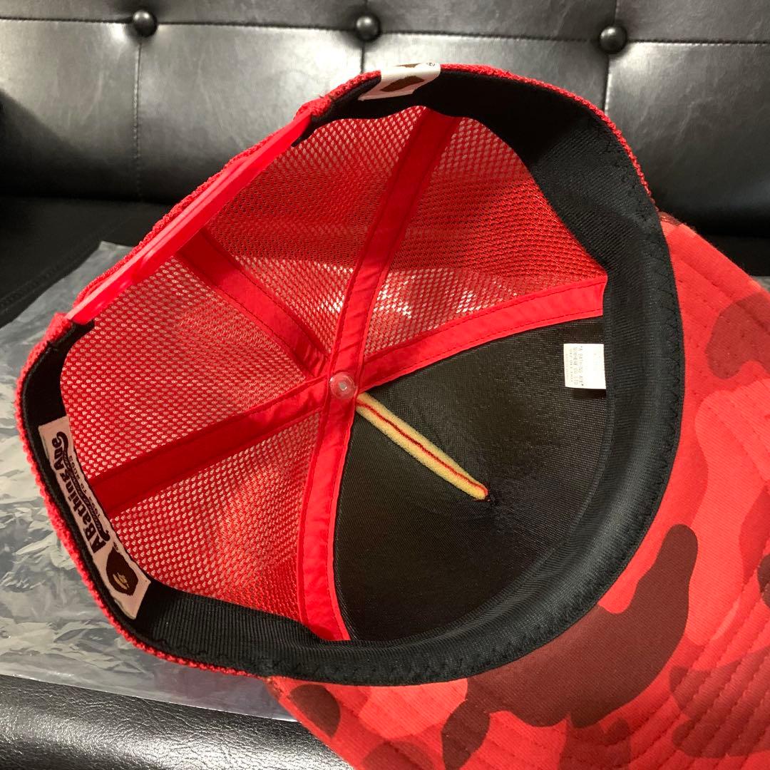 A Bathing Ape BAPE Red Camo ロゴ メッシュキャップ