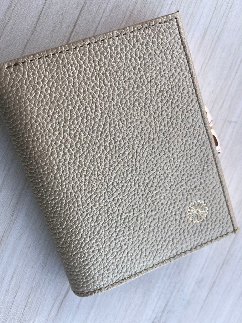 皇居財布　ゴールド レザー 二つ折り財布