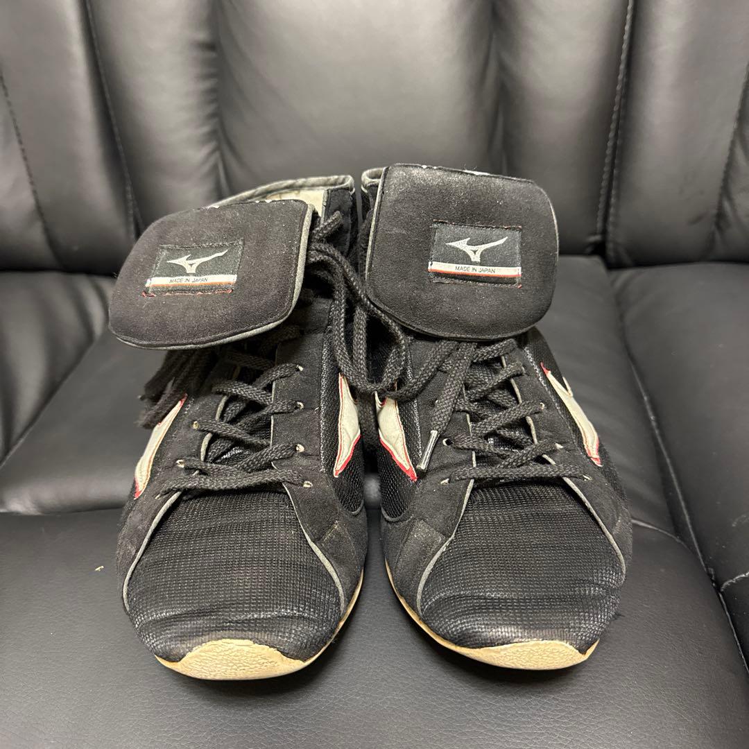 【日本製】MIZUNO ミズノ ボクシングシューズ 黒×シルバー 26cm