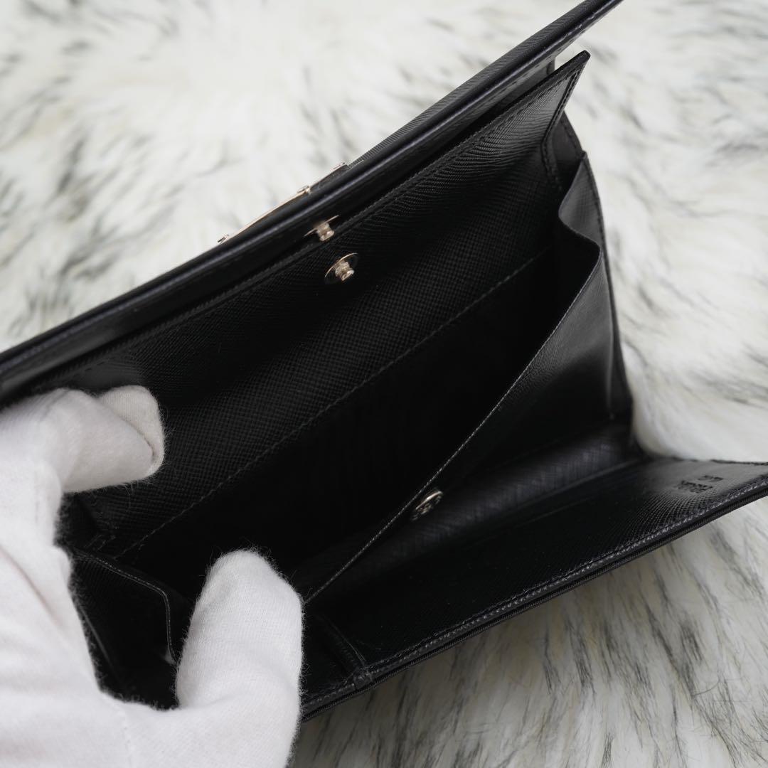 ほぼ未使用品　箱・カード付き　PRADA プラダ　三つ折り財布　ナイロン　黒