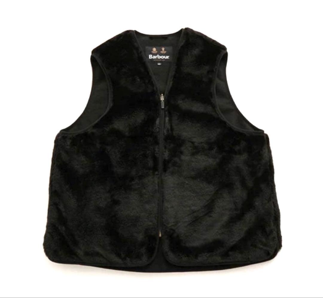 n*o様 Barbour ファー ベスト サイズ42 バブアー フロントジップ