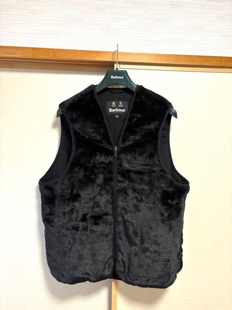 n*o様 Barbour ファー ベスト サイズ42 バブアー フロントジップ