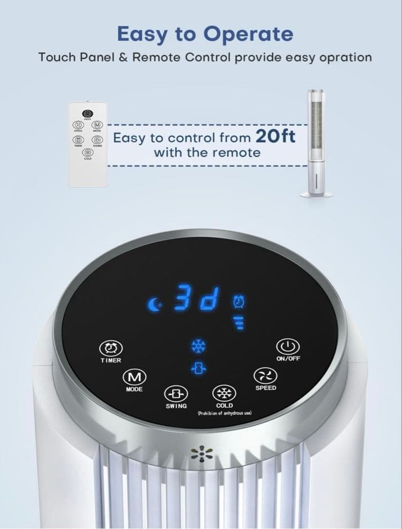 COASTY 冷風機 強力 冷風扇 超省エネタイプ 12時間タイマー 3段階風量