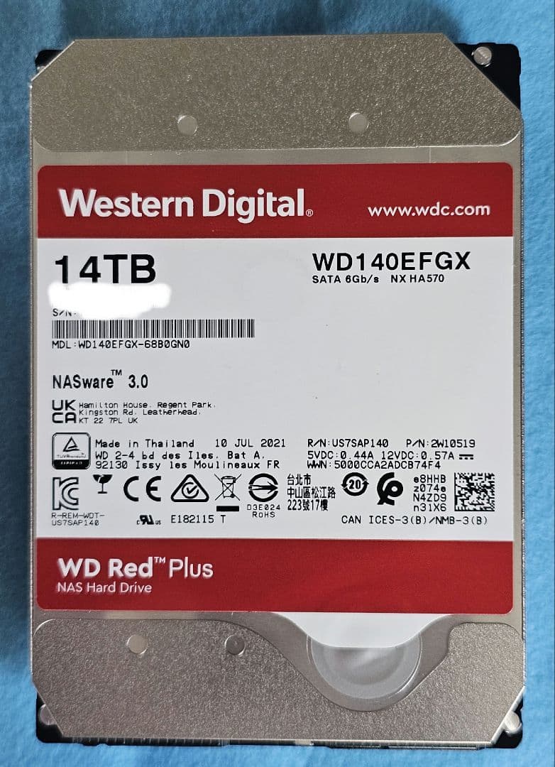 14TB Western Digital WD Red Plus　2台セット
