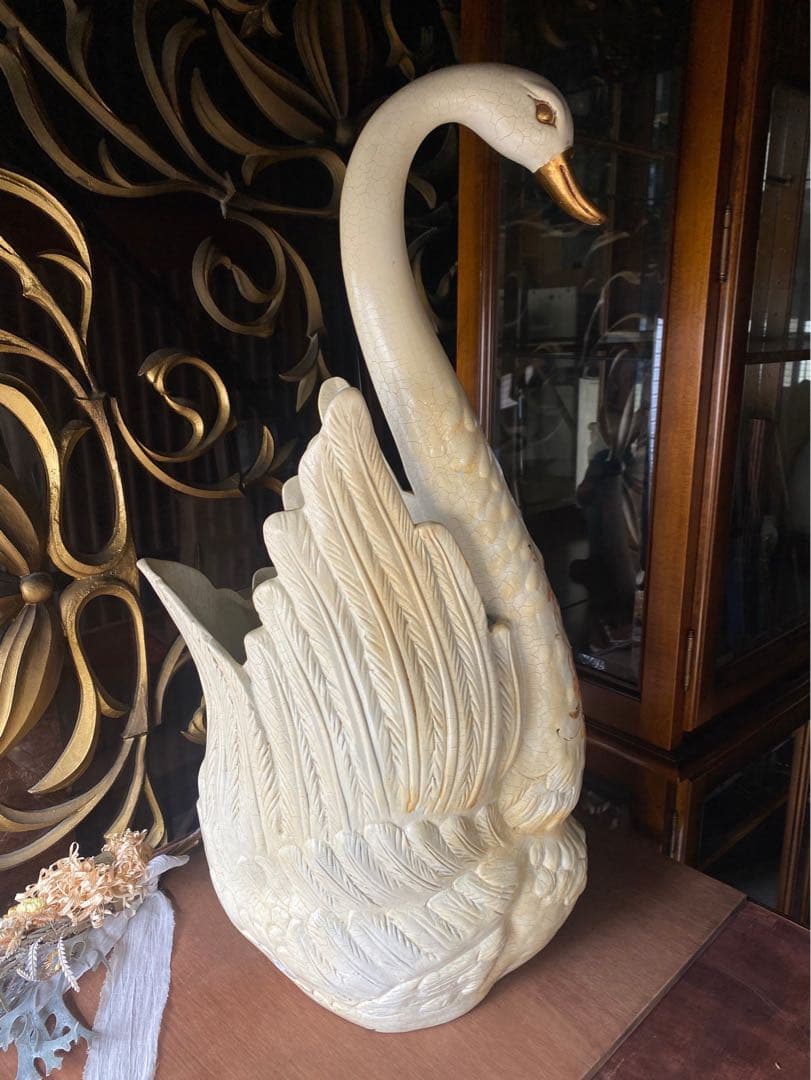 rai＊特大 白鳥 置物 インテリア 傘立て 玄関 アンティーク