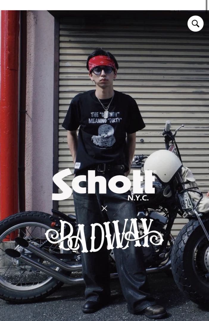 Schott×BADWAY skull graphic TEE