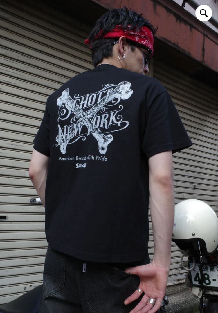 Schott×BADWAY skull graphic TEE