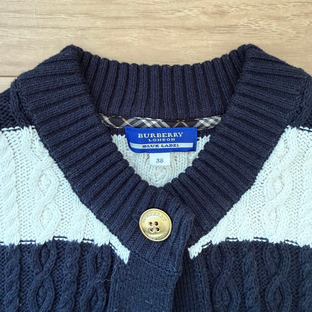 【セール中】BURBERRY BLUE LABELケーブルニットカーデ 38