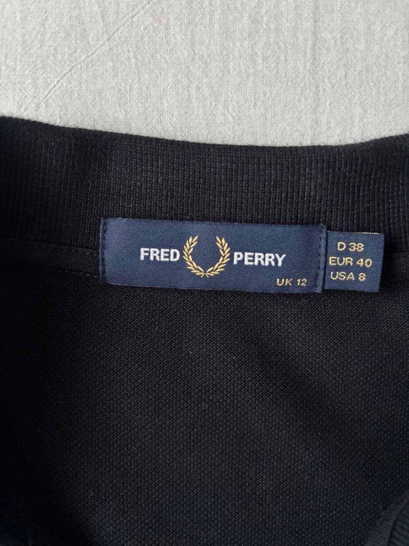 FRED PERRY ブラック 長袖ポロシャツ UK 12