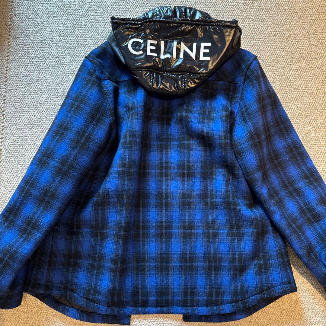 CELINE フード付きチェックジャケット 48