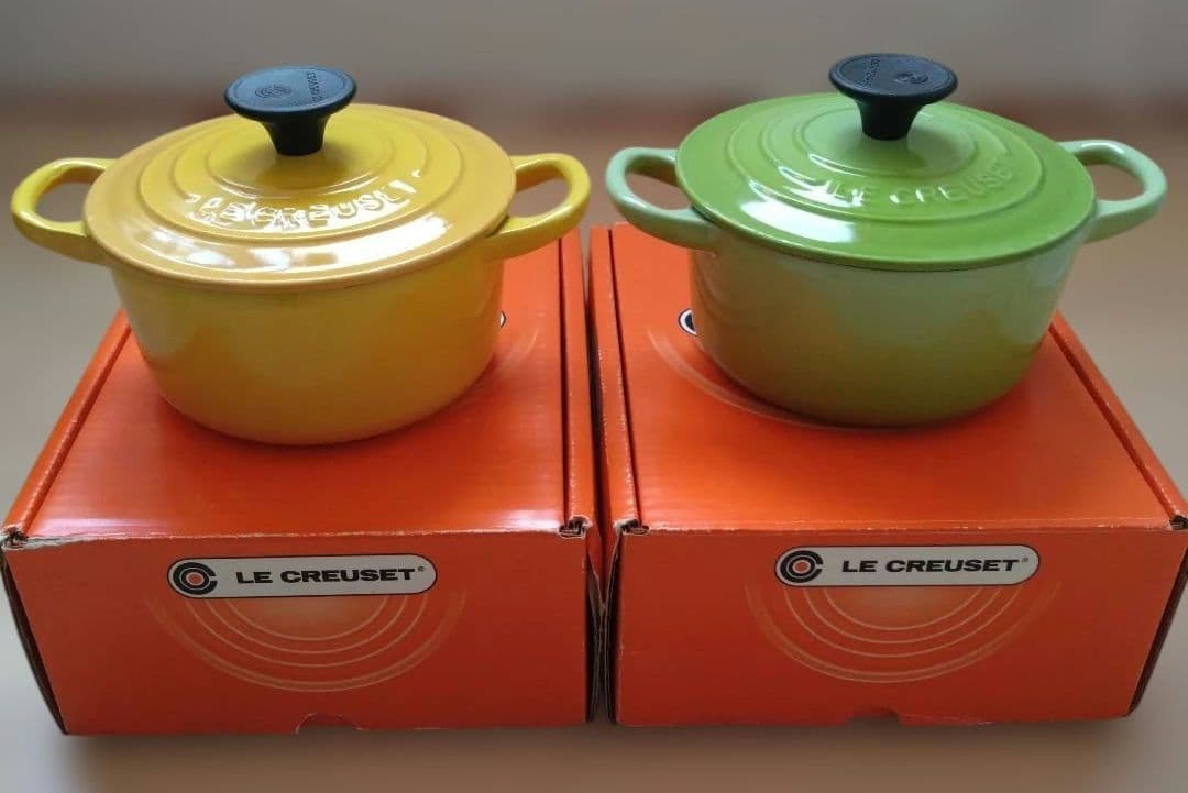 LE CREUSET 両手鍋　14センチ イエロー グリーン セット