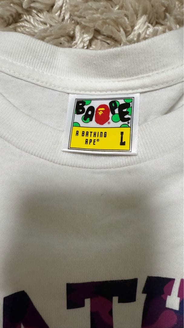 A BATHING APE Tシャツ ホワイト×パープル