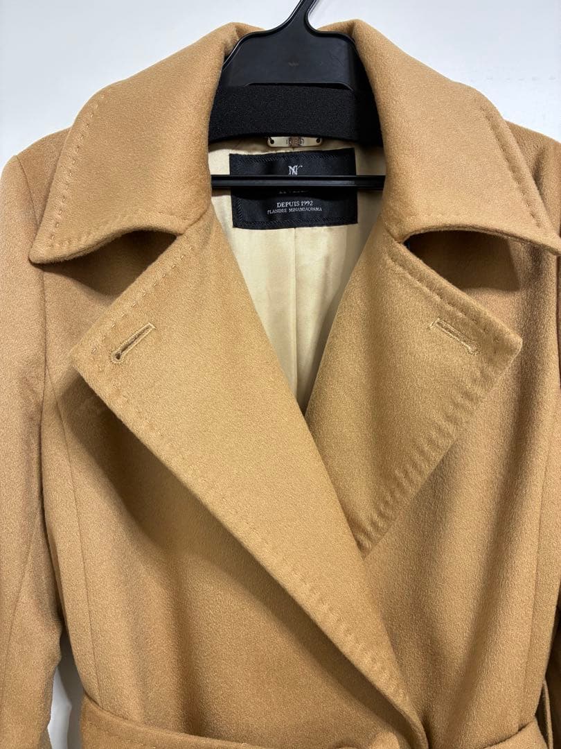 美品　キャメル 11号イネドINED カシミヤ100%ラップコート 高級 日本製