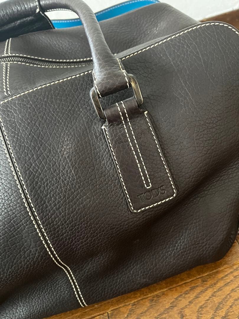 TOD'S ボストンバッグ 黒/青 レザー