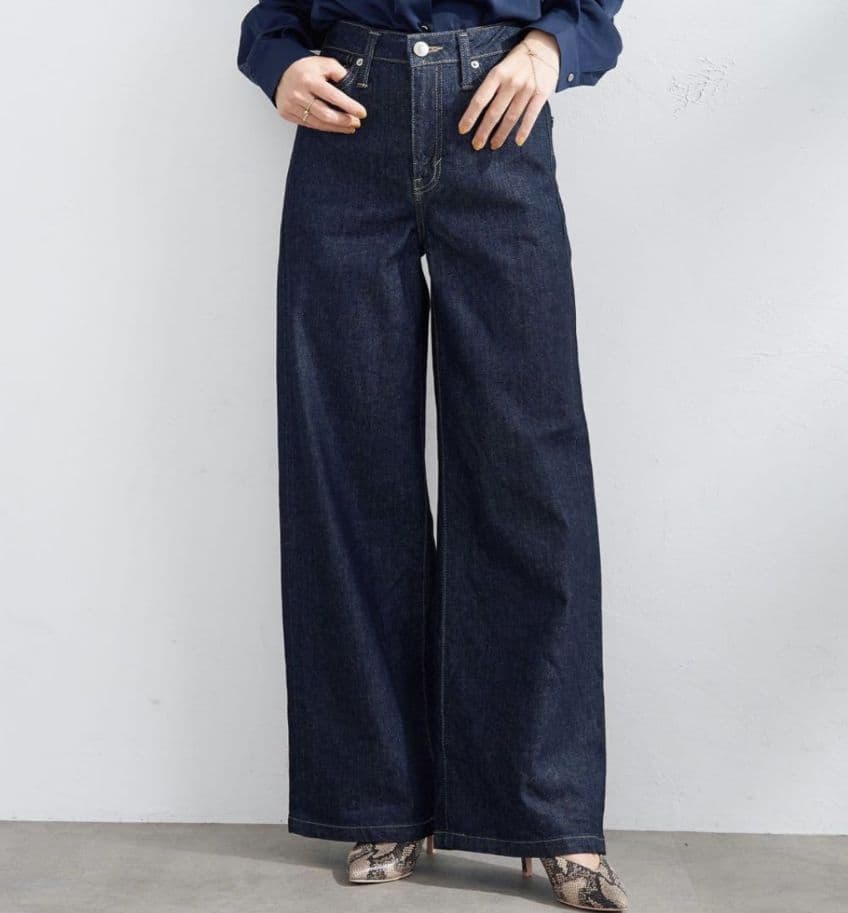 SOMETHING LISA ワイドデニムパンツ L
