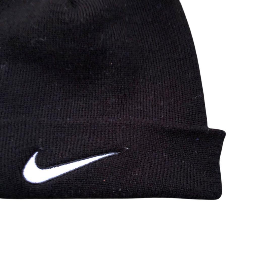 【90’s】美品　NIKE ビーニー　ニット帽　刺繍ロゴ　vintage 銀タグ
