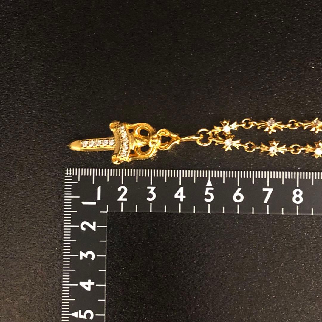 ダブルダガーチャーム　ゴールドネックレス925刻印　週末値下げ‼️