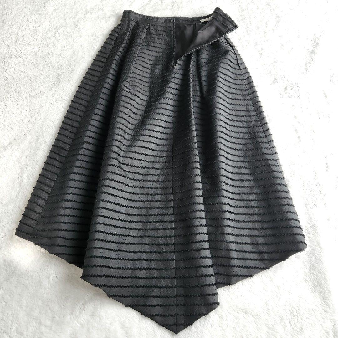 未使用品✨Rene フレアスカート ジャガード シルク混 黒 ブラック ルネ