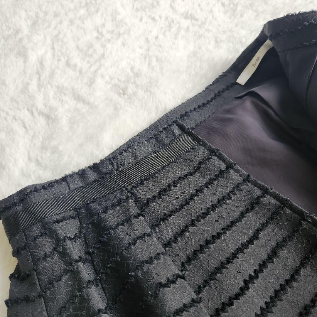未使用品✨Rene フレアスカート ジャガード シルク混 黒 ブラック ルネ