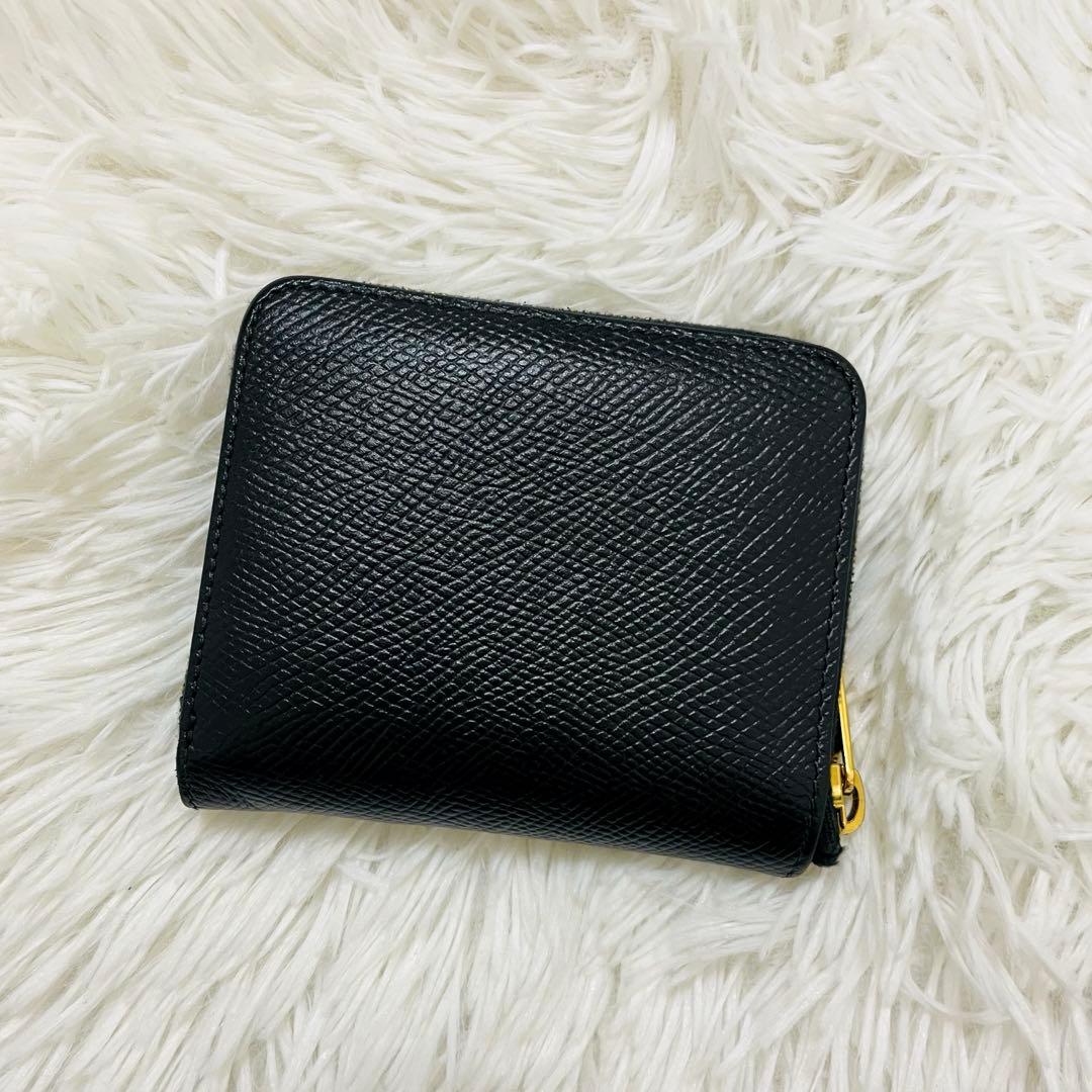 極美✨CELINE 二つ折り財布 エッセンシャル レザー ラウンドファスナー 黒