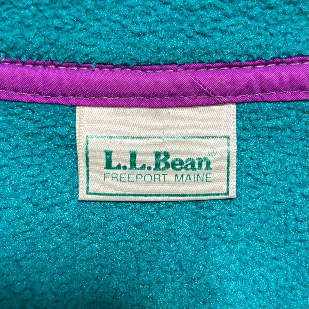 80s LLBean エルエルビーン フリースベスト 筆記体ロゴ 古着 M