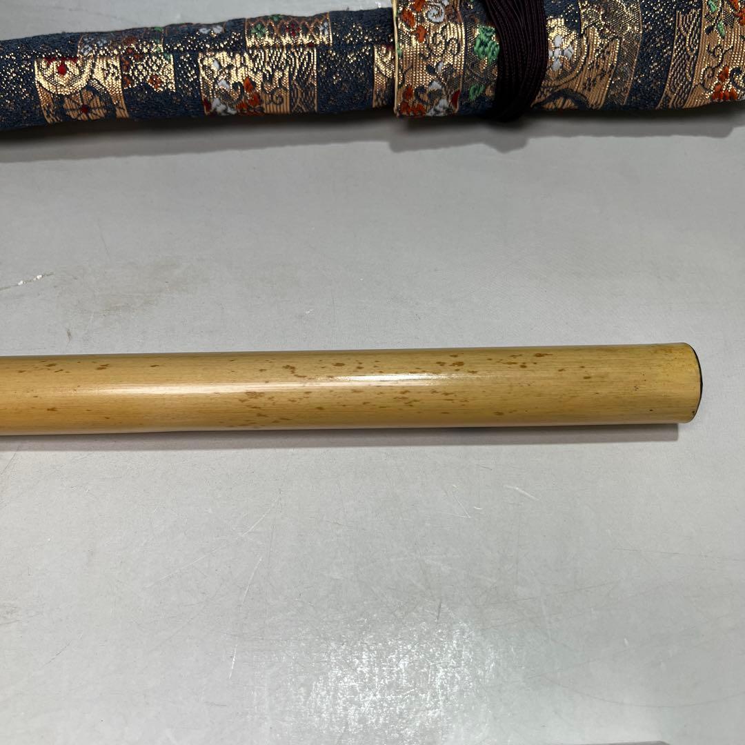 a0729-77横笛　新月　竹製　笛袋付き　長さ約44.3ｃｍ　和楽器　笛