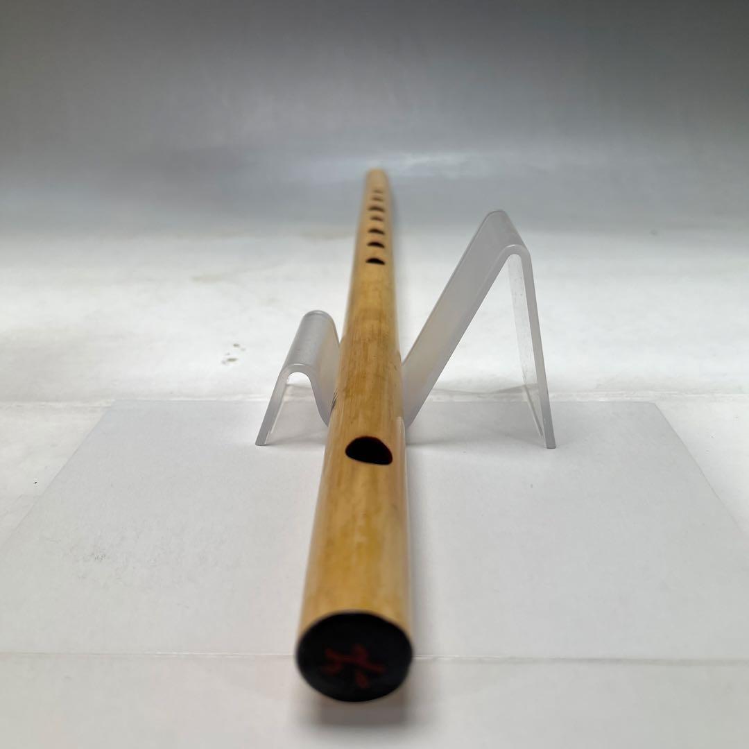 a0729-77横笛　新月　竹製　笛袋付き　長さ約44.3ｃｍ　和楽器　笛