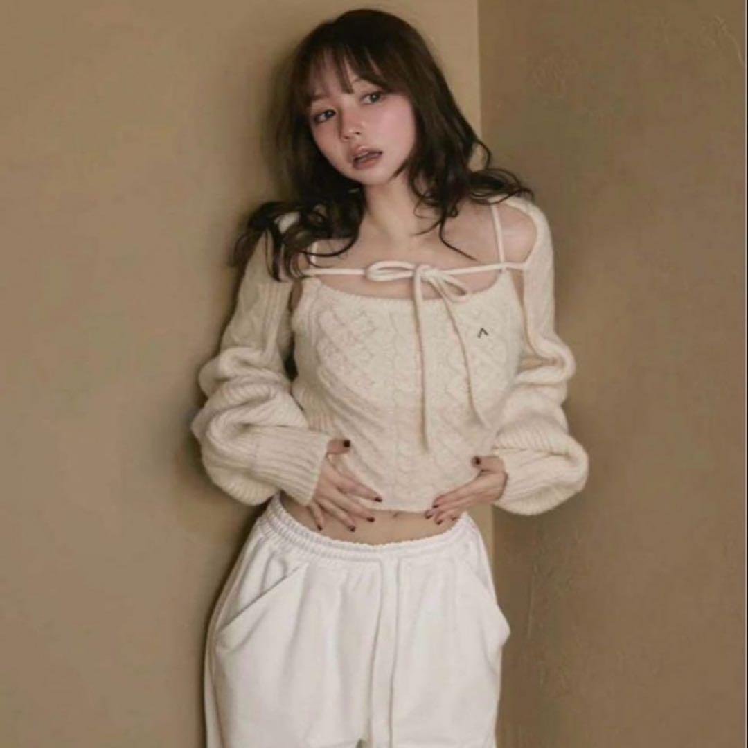 andmary Heart cable knit set アンドマリー