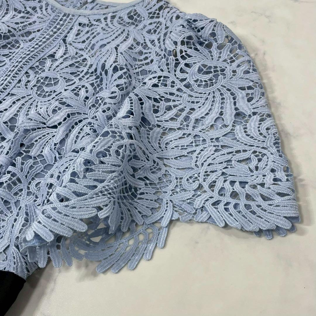美品 CELFORD 切替 異素材 裏地付き 半袖 ひざ丈 ワンピース 34