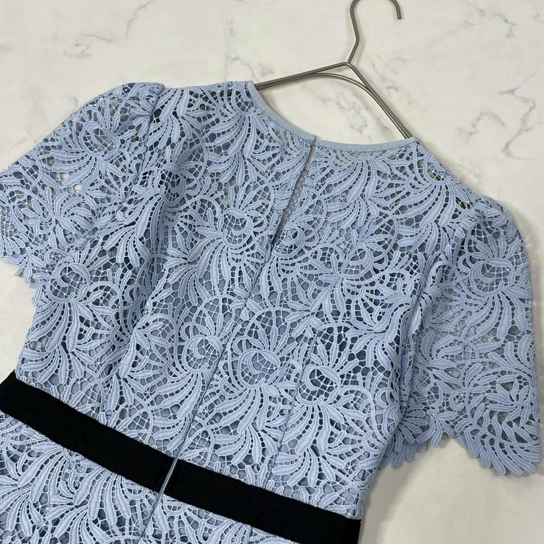 美品 CELFORD 切替 異素材 裏地付き 半袖 ひざ丈 ワンピース 34