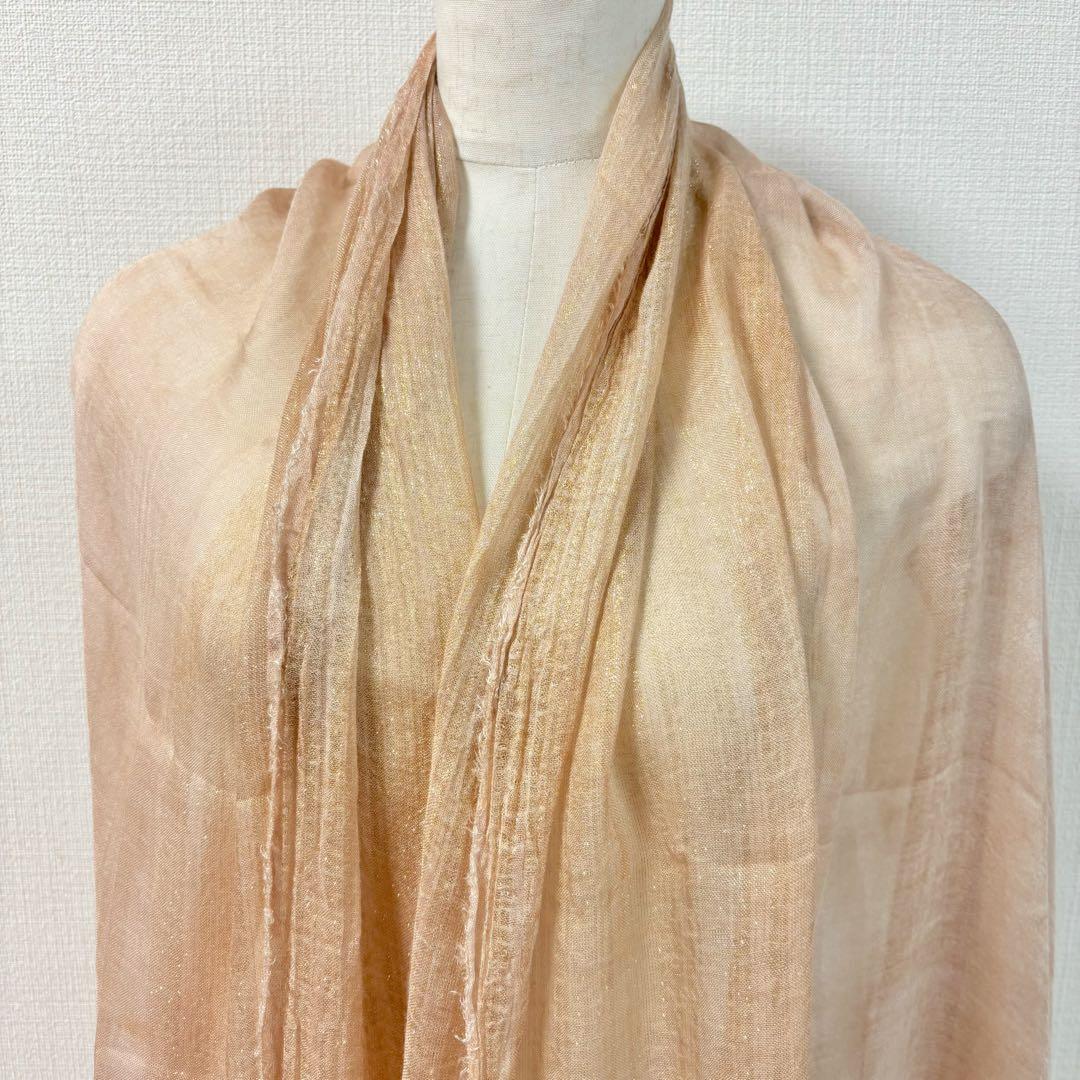 美品◇Faliero Sarti◇ピンク×ゴールドラメ 大判ストール◇