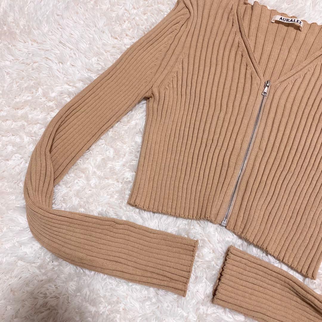 AURALEE オーラリー WIDE RIB KNIT ZIP CARDIGAN