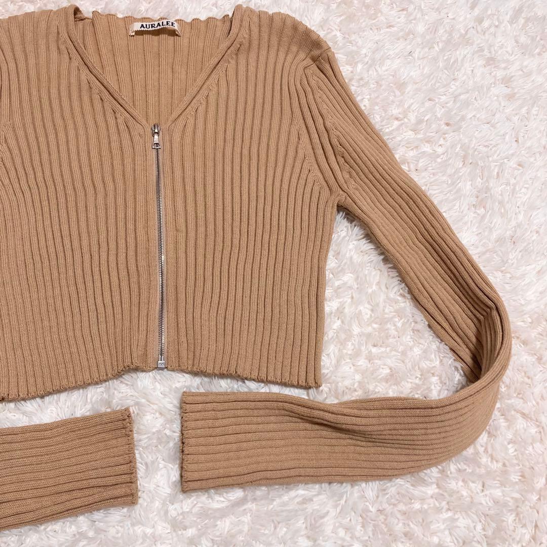 AURALEE オーラリー WIDE RIB KNIT ZIP CARDIGAN