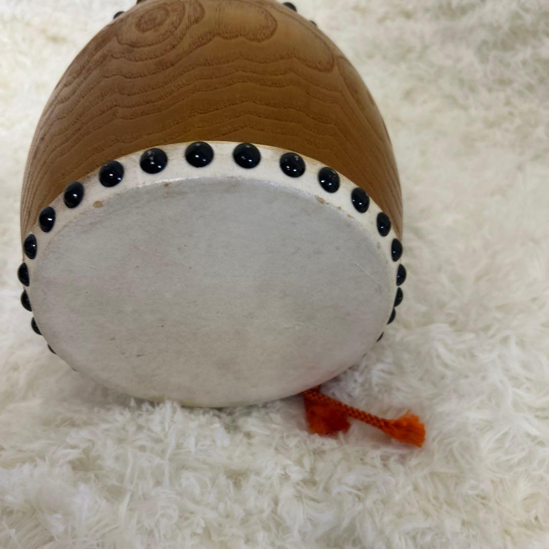 【良品】飾り太鼓　和太鼓 バチ付き　台座付き　直径約16cm