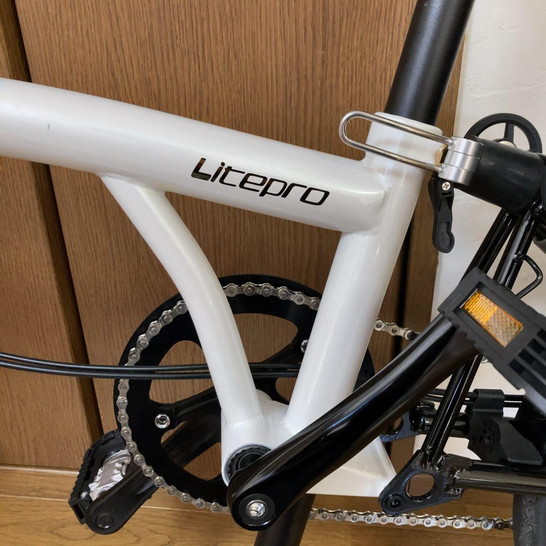 litepro 折り畳み自転車　折りたたみ　本体　白　ホワイト