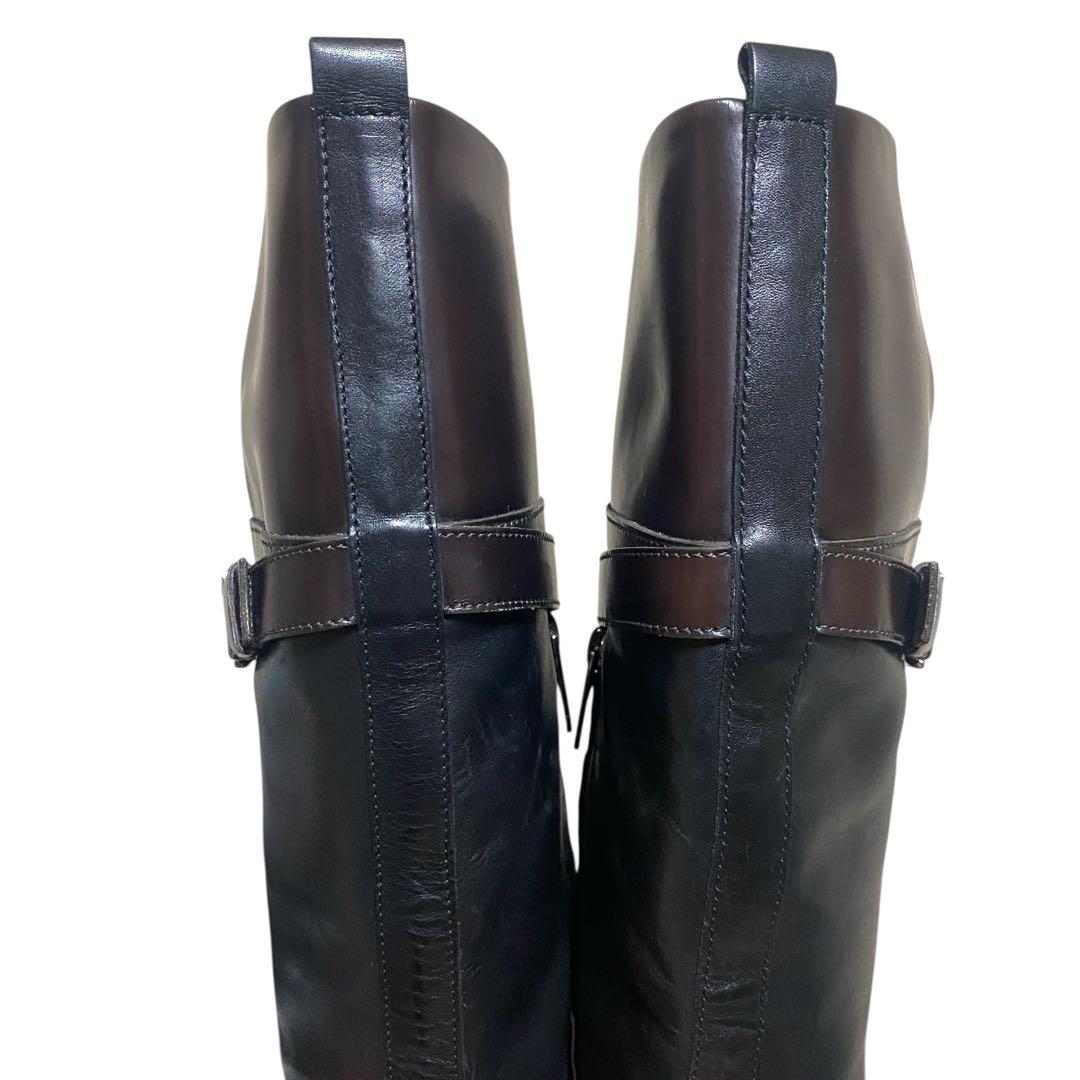 TOD’S トッズ 22.5 ロングブーツ レザー ブラック サイドジップ 黒色