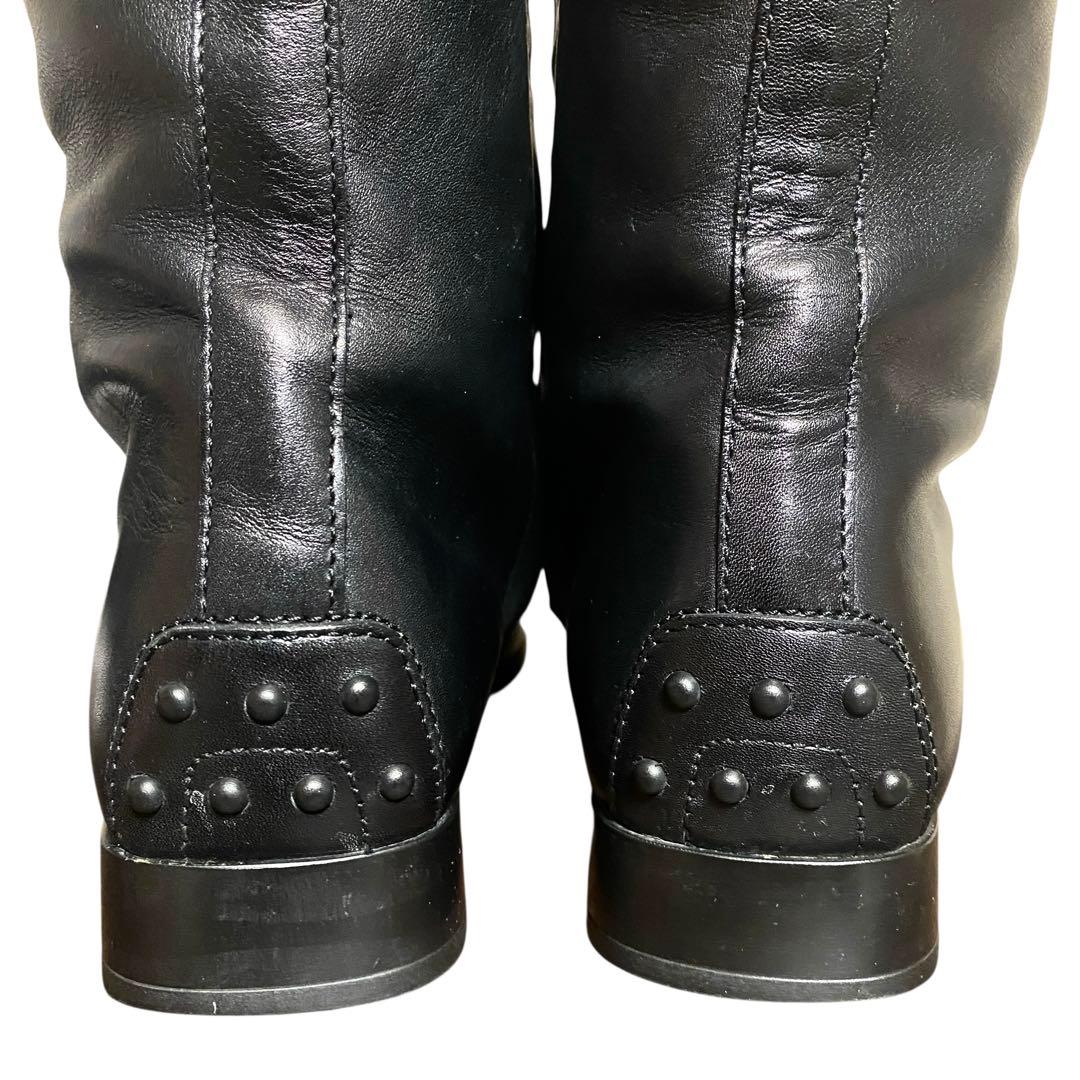 TOD’S トッズ 22.5 ロングブーツ レザー ブラック サイドジップ 黒色