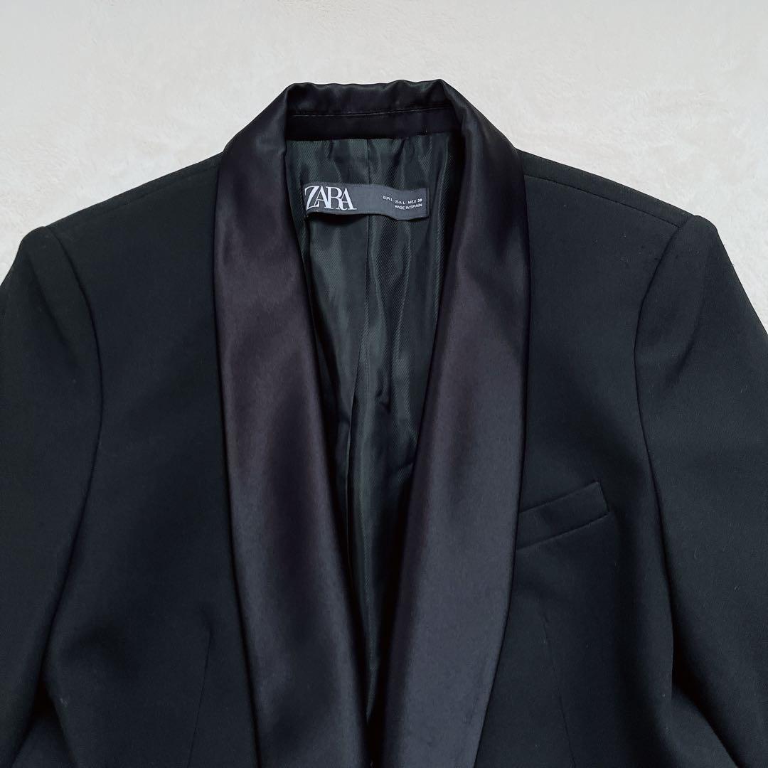 極美品✨ZARA ザラ サテン襟 タキシードジャケット L